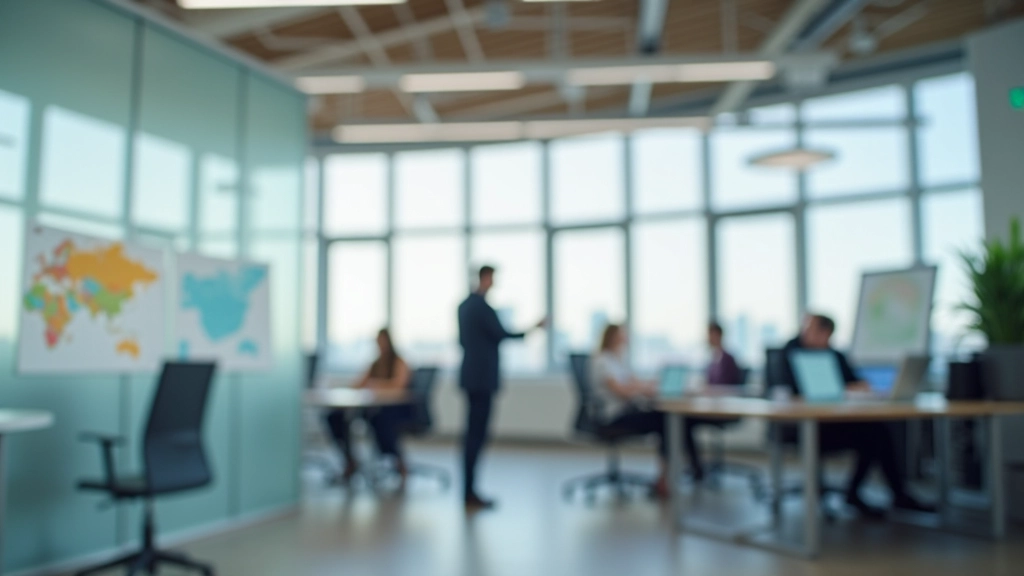 Modernes Finanzbüro mit Blick auf Infrastrukturprojekte und Investitionskarten